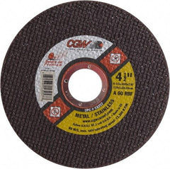 Camel Grinding Wheels - 4-1/2" 60 Grit Aluminum Oxide Cutoff Wheel - 0.035" Thick, 7/8" Arbor, 13,300 Max RPM - USA Tool & Supply