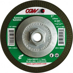 Camel Grinding Wheels - 36 Grit, 5" Wheel Diam, 5/32" Wheel Thickness, Type 27 Depressed Center Wheel - Medium Grade, Zirconia Alumina, Resinoid Bond, 12,250 Max RPM - USA Tool & Supply