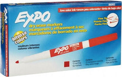 Expo - Red, Fine Point, Dozen Low Odor Dry Erase Markers - For Use with Dry Erase Marker Boards - USA Tool & Supply