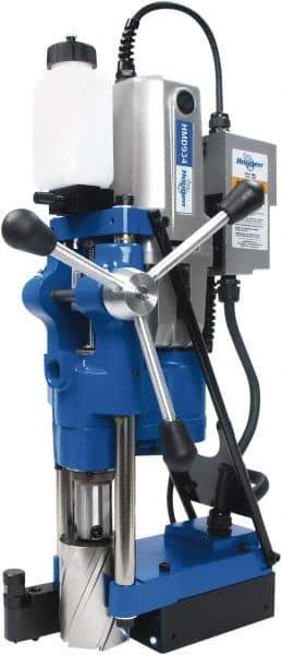 Hougen - 3/4" Chuck, 4" Travel, Portable Magnetic Drill Press - 70, 120, 200 & 332 RPM, 6.75 Amps, 1553 Watts, 230 Volts, 2' Cord Length - USA Tool & Supply