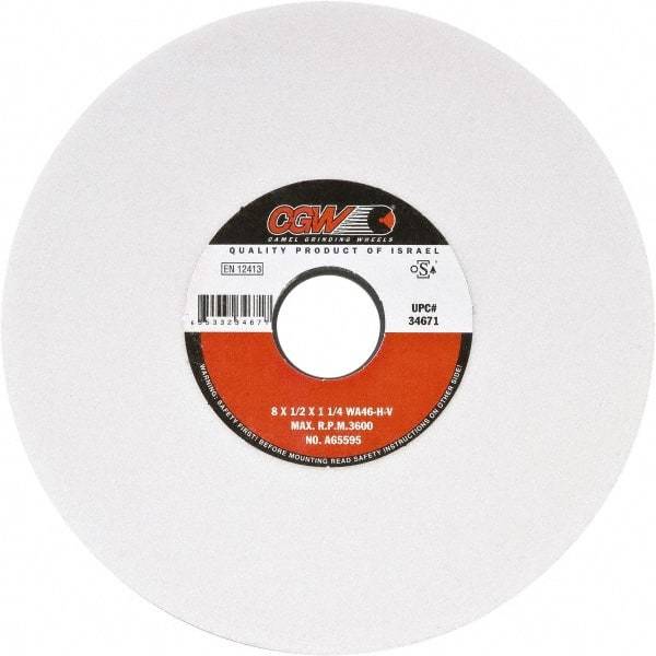 Camel Grinding Wheels - 12" Diam x 5" Hole x 1-1/2" Thick, H Hardness, 46 Grit Surface Grinding Wheel - Aluminum Oxide, Type 5, Medium Grade, Vitrified Bond, One-Side Recess - USA Tool & Supply
