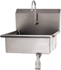 SANI-LAV - 19" Long x 15-1/2" Wide Inside, 1 Compartment, Grade 304 Stainless Steel Hand Sink Wall Mount with Single Knee Valve - 16 Gauge, 23" Long x 20" Wide x 20-1/2" High Outside, 5" Deep - USA Tool & Supply