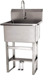 SANI-LAV - 22" Long x 16" Wide Inside, 1 Compartment, Grade 304 Stainless Steel Scrub Sink Floor Mount with Double Foot Valve - 16 Gauge, 25" Long x 19-1/2" Wide x 46-1/2" High Outside, 10-1/2" Deep - USA Tool & Supply