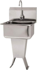 SANI-LAV - 19" Long x 16" Wide Inside, 1 Compartment, Grade 304 Stainless Steel Hand Sink Floor Mount with Single Foot Valve - 18 Gauge, 21" Long x 20" Wide x 46" High Outside, 10" Deep - USA Tool & Supply