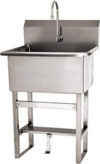 SANI-LAV - 28" Long x 16" Wide Inside, 1 Compartment, Grade 304 Stainless Steel Scrub Sink Floor Mount with Single Foot Valve - 16 Gauge, 31" Long x 19-1/2" Wide x 46-1/2" High Outside, 10-1/2" Deep - USA Tool & Supply