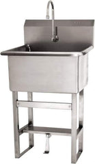 SANI-LAV - 22" Long x 16" Wide Inside, 1 Compartment, Grade 304 Stainless Steel Scrub Sink Floor Mount with Single Foot Valve - 16 Gauge, 25" Long x 19-1/2" Wide x 46-1/2" High Outside, 10-1/2" Deep - USA Tool & Supply