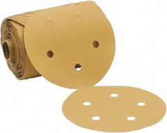 3M - 5" Diam, 220 Grit FEPA, Aluminum Oxide Adhesive PSA Disc - Gold, C Weighted Backing, Flexible, 12,000 Max RPM - USA Tool & Supply
