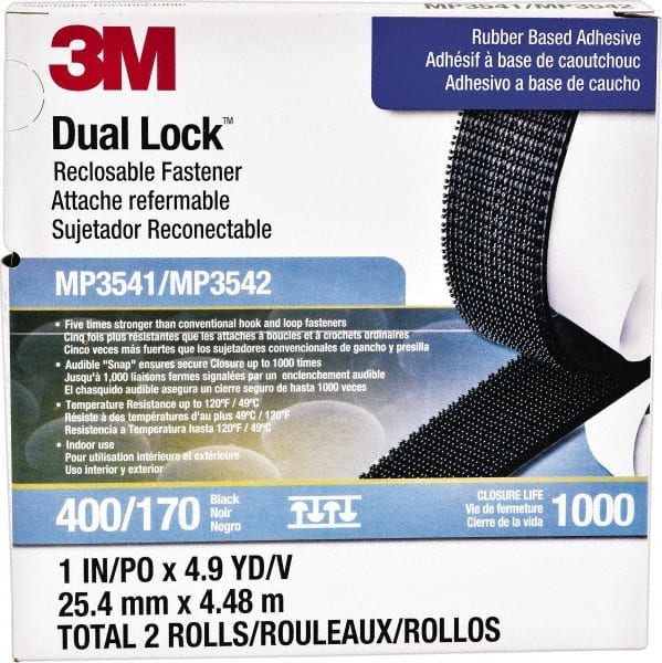 3M - 1" x 5 Yd Adhesive Backed Dual Lock Hook & Loop Roll - USA Tool & Supply