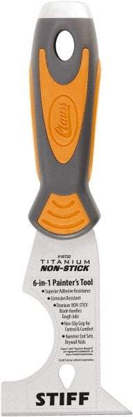 Clauss - 2-1/2" Wide Chisel Edge Blade Stainless Steel 6-In-1 Tool - Stiff, Cushioned Grip / Hammerhead ABS/TPR Handle, 7.87" OAL - USA Tool & Supply
