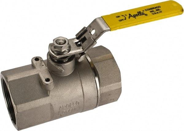 Apollo - 2" Pipe, Standard Port, Stainless Steel Standard Ball Valve - 2 Piece, NPT Ends, Locking Lever Handle, 600 WOG, 150 WSP - USA Tool & Supply