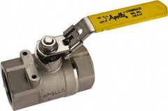 Apollo - 1-1/2" Pipe, Standard Port, Stainless Steel Standard Ball Valve - 2 Piece, NPT Ends, Locking Lever Handle, 600 WOG, 150 WSP - USA Tool & Supply