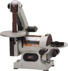 Enco - 30 Inch Long x 1 Inch Wide Belt, 5 Inch Diameter, Vertical Combination Sanding Machine - 3,340 Ft./min Belt Speed, 1/3 HP, Single Phase - USA Tool & Supply