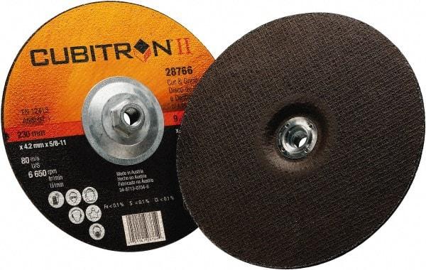 3M - 36 Grit, 9" Wheel Diam, 1/8" Wheel Thickness, Type 27 Depressed Center Wheel - Ceramic, 6,650 Max RPM - USA Tool & Supply