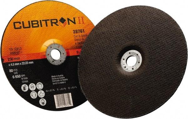 3M - 36 Grit, 9" Wheel Diam, 1/8" Wheel Thickness, 7/8" Arbor Hole, Type 27 Depressed Center Wheel - Ceramic, 6,650 Max RPM - USA Tool & Supply
