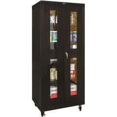 Hallowell - 4 Shelf Mobile Storage Cabinet - Steel, 36" Wide x 24" Deep x 72" High, Black - USA Tool & Supply