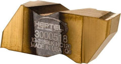 Hertel - 3189IG K Grade HC120, 4.8mm Cutting Width Carbide Grooving Insert - 4.57mm Max Depth of Cut, Left Hand, TiN Finish - USA Tool & Supply