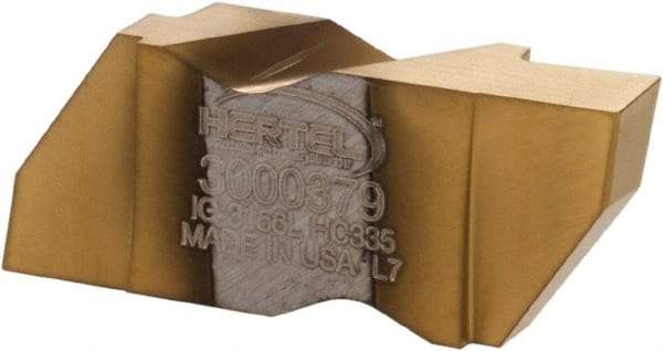 Hertel - 3156IG Grade HC335, 3.96mm Cutting Width Carbide Grooving Insert - 4.57mm Max Depth of Cut, Left Hand, TiN Finish - USA Tool & Supply