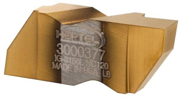Hertel - 3156IG Grade HC120, 3.96mm Cutting Width Carbide Grooving Insert - 4.57mm Max Depth of Cut, Left Hand, TiN Finish - USA Tool & Supply