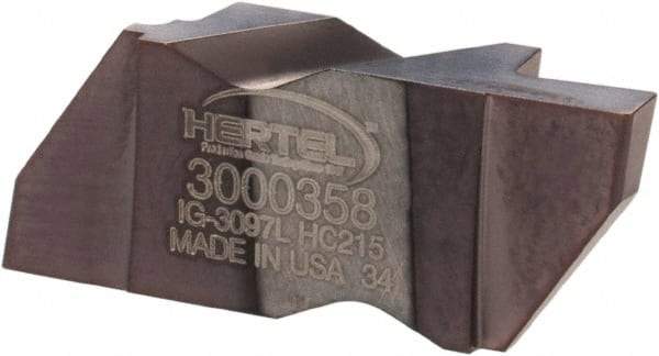 Hertel - 3097IG Grade HC215, 2.46mm Cutting Width Carbide Grooving Insert - 4.57mm Max Depth of Cut, Left Hand, TiAlN Finish - USA Tool & Supply