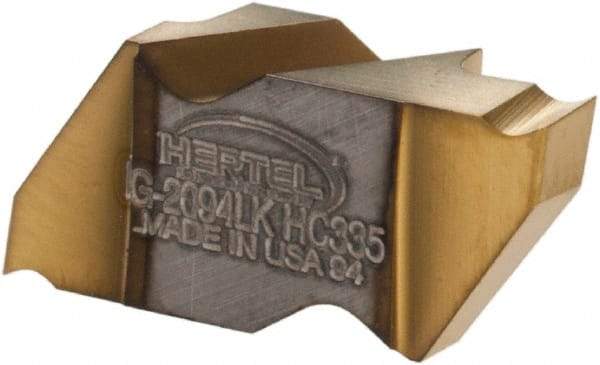 Hertel - 2094IG K Grade HC335, 2.39mm Cutting Width Carbide Grooving Insert - 2.79mm Max Depth of Cut, Left Hand, TiN Finish - USA Tool & Supply