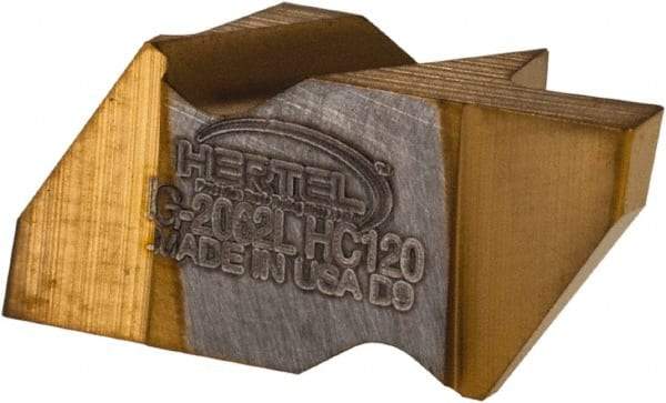 Hertel - 2062IG Grade HC120, 1.57mm Cutting Width Carbide Grooving Insert - 2.79mm Max Depth of Cut, Left Hand, TiN Finish - USA Tool & Supply