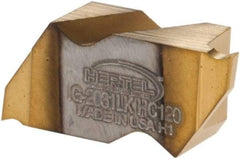 Hertel - 2031IG K Grade HC120, 0.79mm Cutting Width Carbide Grooving Insert - 1.27mm Max Depth of Cut, Left Hand, TiN Finish - USA Tool & Supply