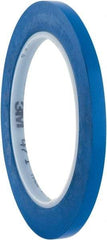3M - Blue Solid Color Vinyl Tape - 1/4" Wide x 108' Long x 5.2 mil Thick, General Traffic - USA Tool & Supply