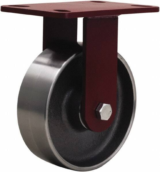 Hamilton - 6" Diam x 2" Wide x 7-3/4" OAH Top Plate Mount Rigid Caster - Forged Steel, 2,000 Lb Capacity, Tapered Roller Bearing, 4-1/2 x 6-1/2" Plate - USA Tool & Supply