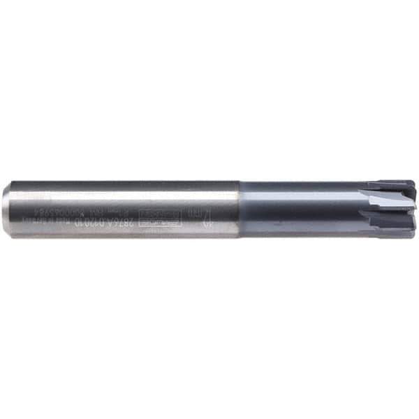 Emuge - 12mm Diam, 7mm LOC, 8 Flute Solid Carbide Roughing & Finishing End Mill - TiAlN Finish, 35mm OAL, 12mm Shank Diam, Cylindrical Shank, 0° Helix, Stub Length - USA Tool & Supply