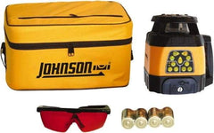 Johnson Level & Tool - 1,500' (Exterior) Measuring Range, 1/8" at 100' Accuracy, Self-Leveling Rotary Laser - 200, 500 RPM, 2 Beams, C Battery Included - USA Tool & Supply