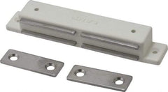 Sugatsune - 4-9/64" Long x 11/16" Wide x 9/16" High, Plastic & Stainless Steel Magentic Catch - White Finish, 12 Magnetic Force - USA Tool & Supply