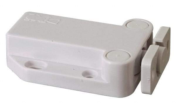 Sugatsune - 2-1/4" Long x 1-3/8" Wide x 5/8" High, Plastic Safe Push Latch - MC-37 Catch - White Finish - USA Tool & Supply