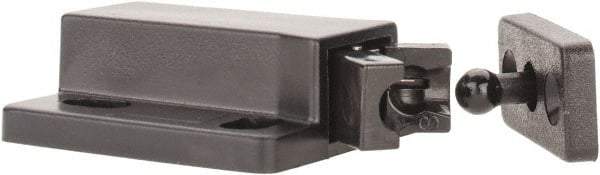 Sugatsune - 1-3/8" Long x 3/4" Wide x 1/2" High, Plastic Compact Safe Push Latch - MC-28 Catch - Black Coated - USA Tool & Supply