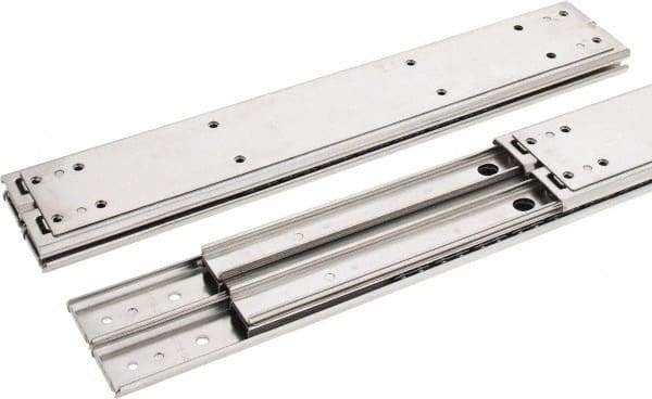 Sugatsune - 16" Slide Length, 16.56" Travel Length, Stainless Steel Ball Bearing Slide SSR-10 - 7/8" Wide, 2-3/4" High, 571 Lb Capacity at Full Extension, Satin Finish - USA Tool & Supply