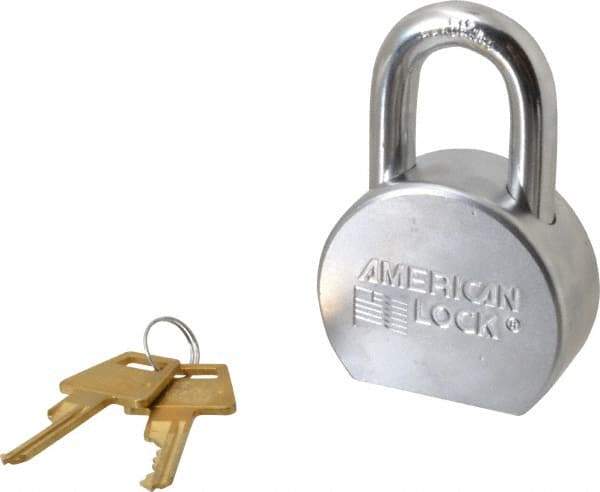 American Lock - 1-1/16" Shackle Clearance, Keyed Different A700 Padlock - 7/16" Shackle Diam, Steel, with Satin Chrome, Triple Plated Finish - USA Tool & Supply