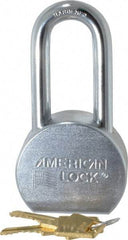 American Lock - 2" Shackle Clearance, Keyed Alike A701 Padlock - 7/16" Shackle Diam, Steel, with Satin Chrome, Triple Plated Finish - USA Tool & Supply