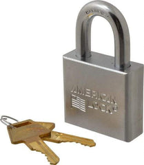 American Lock - 1-1/8" Shackle Clearance, Keyed Different A5260 Padlock - 3/8" Shackle Diam, Steel, with Solid Steel Finish - USA Tool & Supply