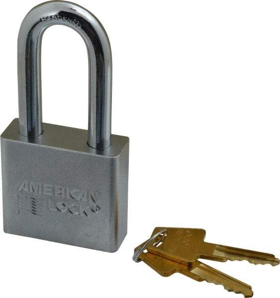 American Lock - 2" Shackle Clearance, Keyed Alike A5261 Padlock - 3/8" Shackle Diam, Steel, with Solid Steel Finish - USA Tool & Supply