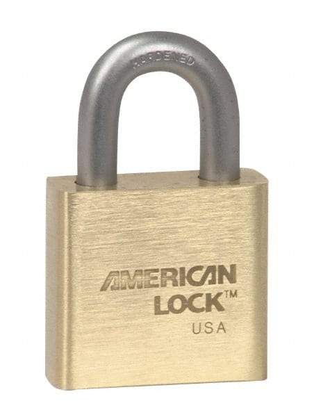 American Lock - 3" Shackle Clearance, Keyed Alike A5572 Padlock - 3/8" Shackle Diam, Steel & Brass, with Solid Extruded Brass Finish - USA Tool & Supply