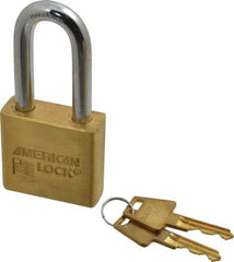 American Lock - 2" Shackle Clearance, Keyed Different A5571 Padlock - 3/8" Shackle Diam, Steel & Brass, with Solid Extruded Brass Finish - USA Tool & Supply