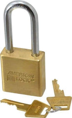 American Lock - 2" Shackle Clearance, Keyed Different A5561 Padlock - 5/16" Shackle Diam, Steel & Brass, with Solid Extruded Brass Finish - USA Tool & Supply