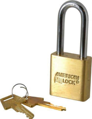 American Lock - 2" Shackle Clearance, Keyed Alike A5561 Padlock - 5/16" Shackle Diam, Steel & Brass, with Solid Extruded Brass Finish - USA Tool & Supply