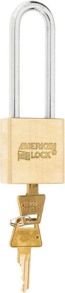 American Lock - 3" Shackle Clearance, Keyed Alike A5562 Padlock - 5/16" Shackle Diam, Steel & Brass, with Solid Extruded Brass Finish - USA Tool & Supply