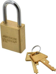 American Lock - 1-1/2" Shackle Clearance, Keyed Different A5531 Padlock - 1/4" Shackle Diam, Steel & Brass, with Solid Extruded Brass Finish - USA Tool & Supply