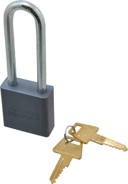 American Lock - 3" Shackle Clearance, Keyed Alike A12 Padlock - 5/16" Shackle Diam, Aluminum, with Solid Aluminum Finish - USA Tool & Supply