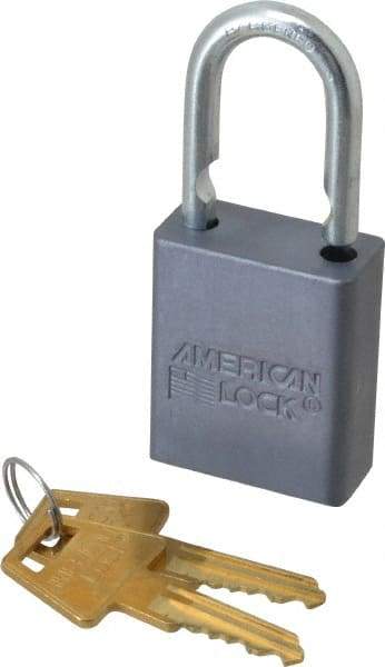 American Lock - 1" Shackle Clearance, Keyed Different A30 Padlock - 1/4" Shackle Diam, Aluminum, with Solid Aluminum Finish - USA Tool & Supply