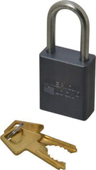 American Lock - 1-1/2" Shackle Clearance, Keyed Different A31 Padlock - 1/4" Shackle Diam, Aluminum, with Solid Aluminum Finish - USA Tool & Supply