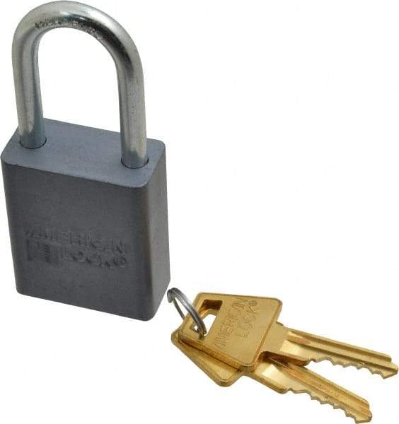 American Lock - 1-1/2" Shackle Clearance, Keyed Alike A31 Padlock - 1/4" Shackle Diam, Aluminum, with Solid Aluminum Finish - USA Tool & Supply