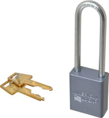 American Lock - 3" Shackle Clearance, Keyed Different A32 Padlock - 1/4" Shackle Diam, Aluminum, with Solid Aluminum Finish - USA Tool & Supply