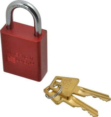 American Lock - Keyed Different Conductive Lockout Padlock - 1" Shackle Clearance, 1/4" Shackle Diam, 1.8" Body Height x 1-1/2" Body Width, Red, 5 Pins - USA Tool & Supply